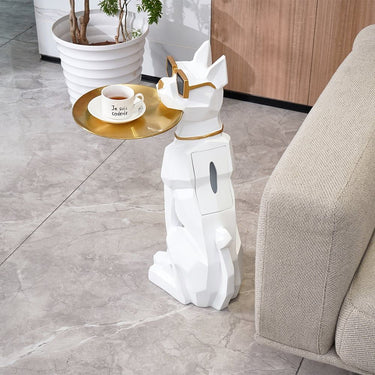 Dog Sculpture Resin Side Table with Tray Top & Tissue Box - Apollo's Corner